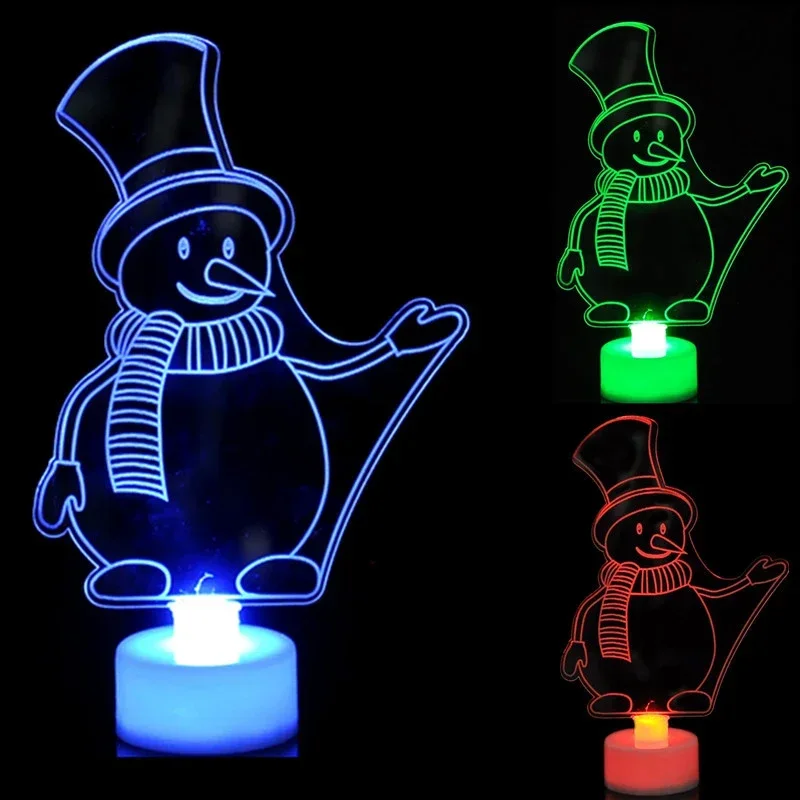 LED Mini Night Lights Colorful Flashing Lights Snowman Lamp Christmas Ornament Birthday Party New Year's Decor Festive Lighting