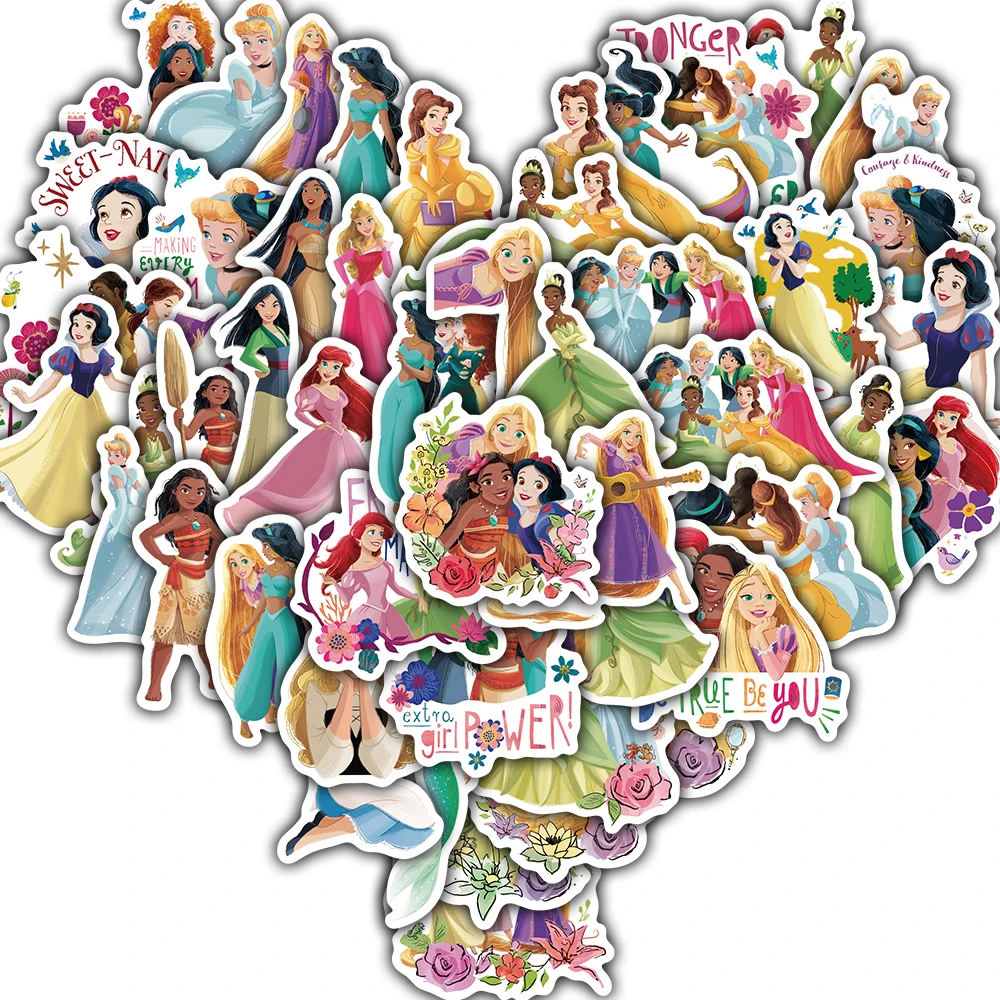 50 قطعة ملصق أميرات ديزني جرافيتي حقيبة الأمتعة سكرابوكينغ دراجة سكيت كمبيوتر محمول سيارة ملصقات بار مقاومة للماء