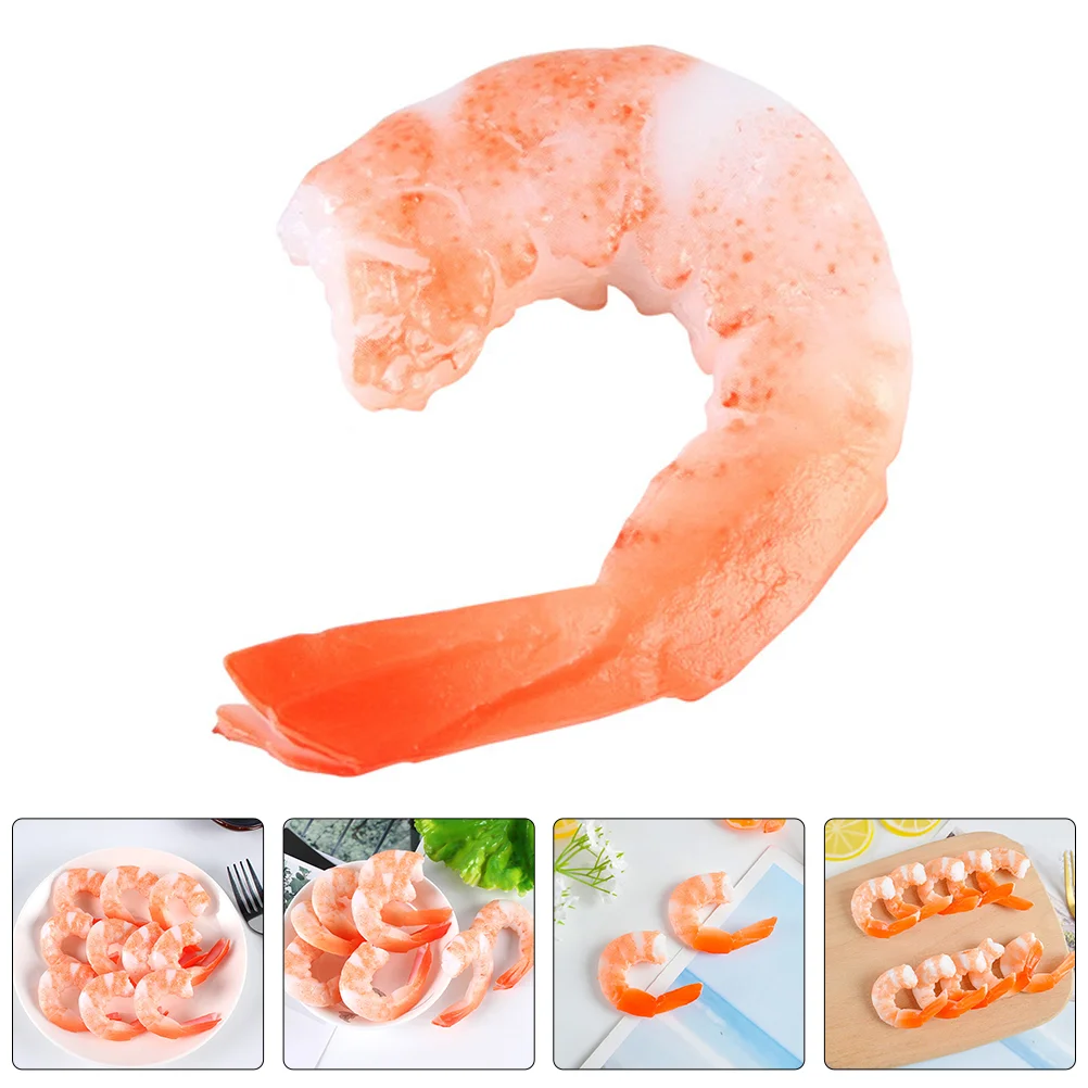 5 Pcs Imitation Shrimp Simulation Seafood Artificial Model Lobster Realistic Pvc Fake