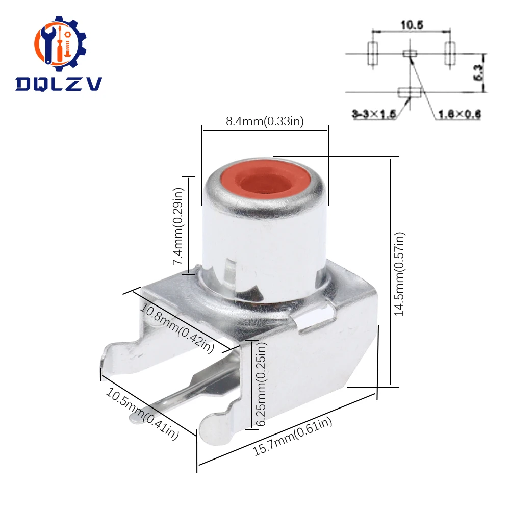Lotus Seat AV Socket 4Pin RCA Single-hole PCB Soldering Audio Video Female Connector Nickel-plated