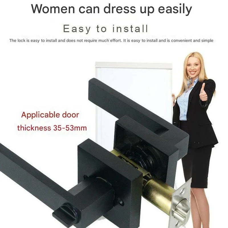 1/2 Pack Heavy Duty Keyed Entry Door Handle Set Entrance Handleset Matte Black Finish Square Door Levers Locks for Bedroom