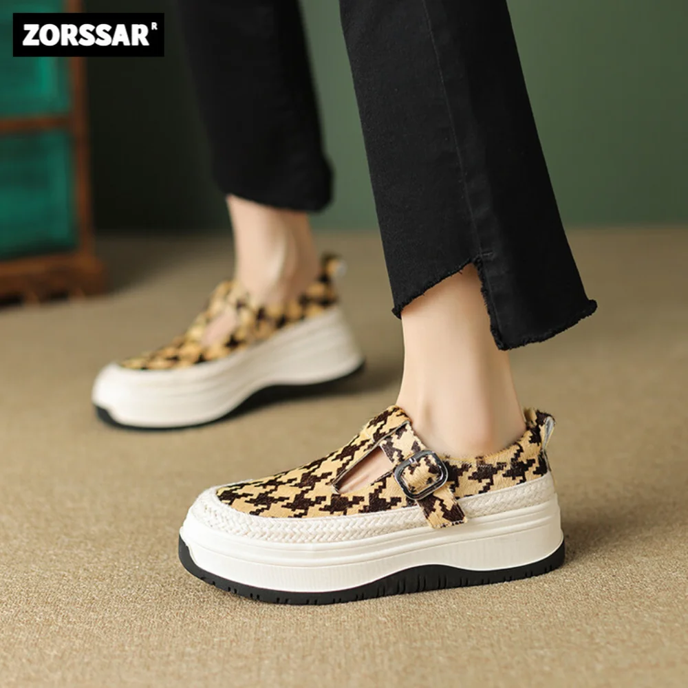 

2024 New Horsehair High Heel Comfort Women Sneakers Fashion Thick Bottem Slip On Casual Women Platform Vulcanize Shoes