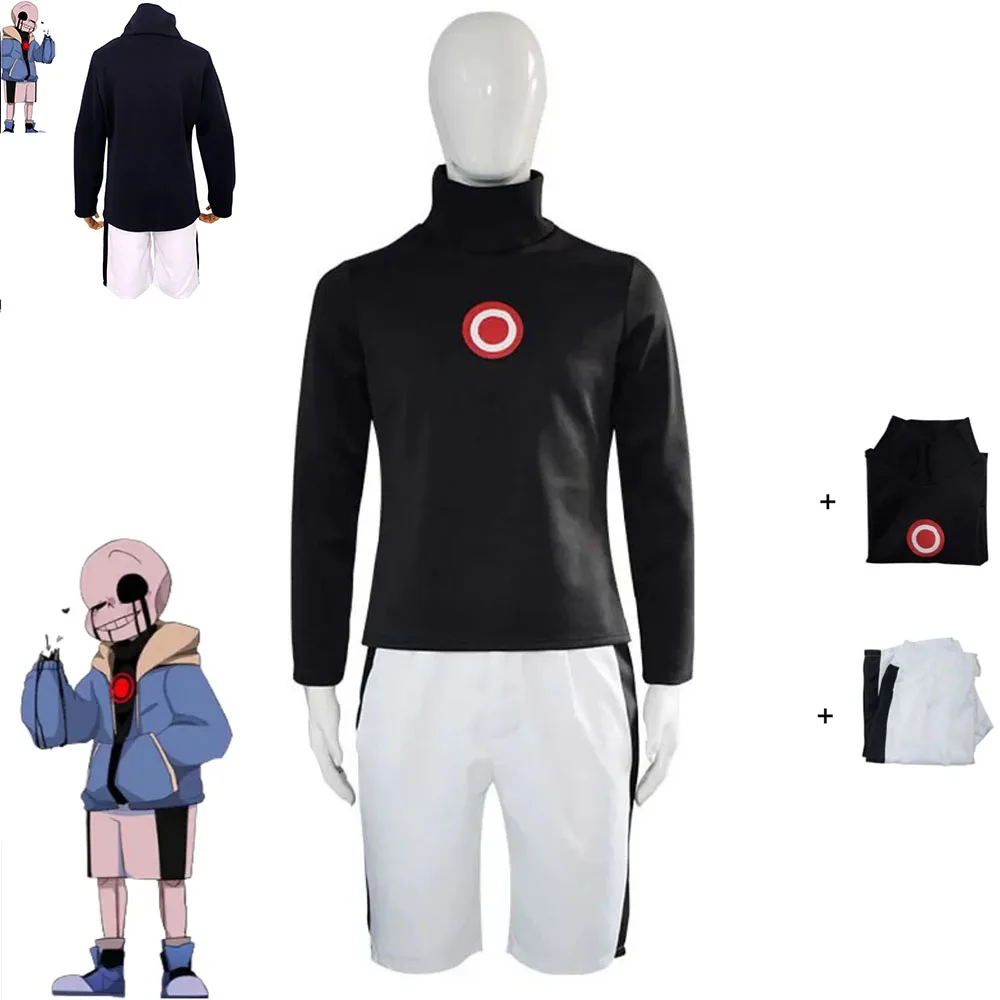 

Game Undertale Killer Sans Cosplay Costume Anime Papyrus Killer Horror Dust Frisk Chara Black Long Sleeves Hoodies Man Dress Up
