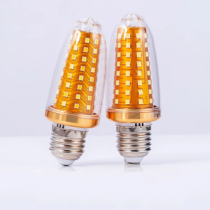 

10pcs E27 E14 18w Golden LED Corn Bulb Ceilling Fan Lamp 3000K Nature White 4500K 6000k CCT Double Color Replace 150w Halogen
