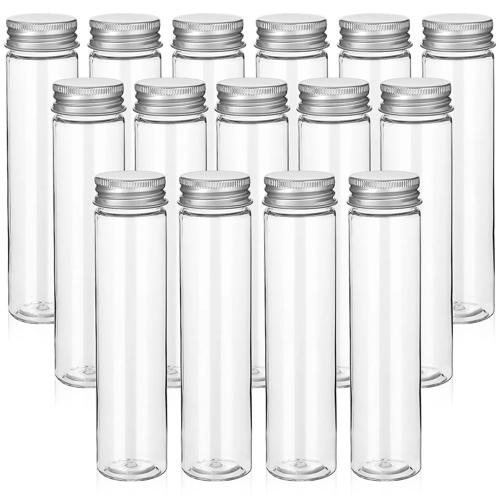 

15pcs Flat-Bottomed Test Tubes 110Ml Clear Pet Plastic Leakproof Containers For Travel Lotion Sample Storage Small