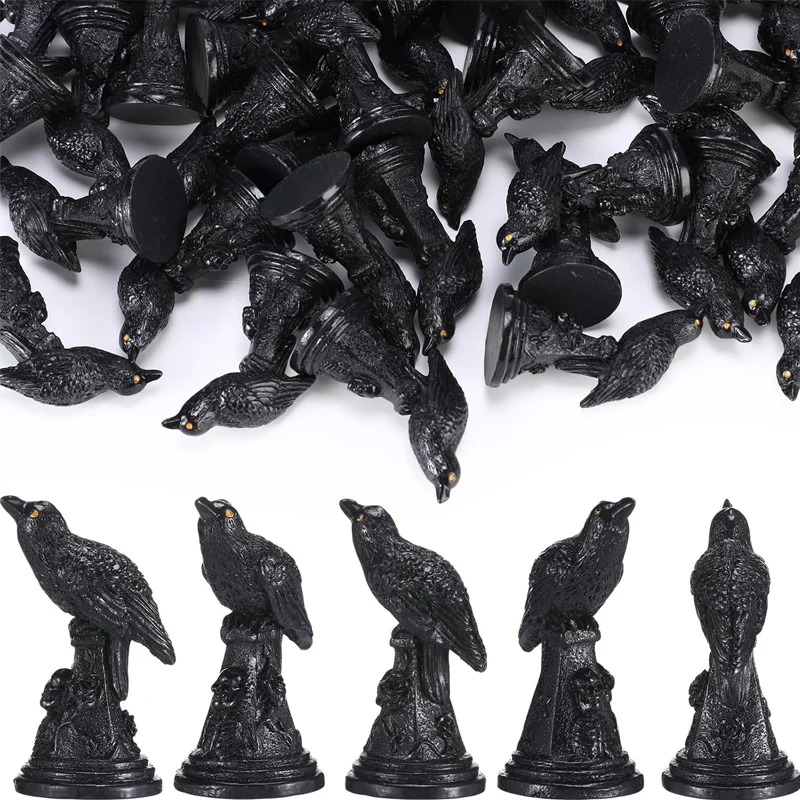 

5/10pcs Halloween Miniature Crows Figurines Mini Resin Crows Animals Statues for Halloween Party Favor Office Home Decoration