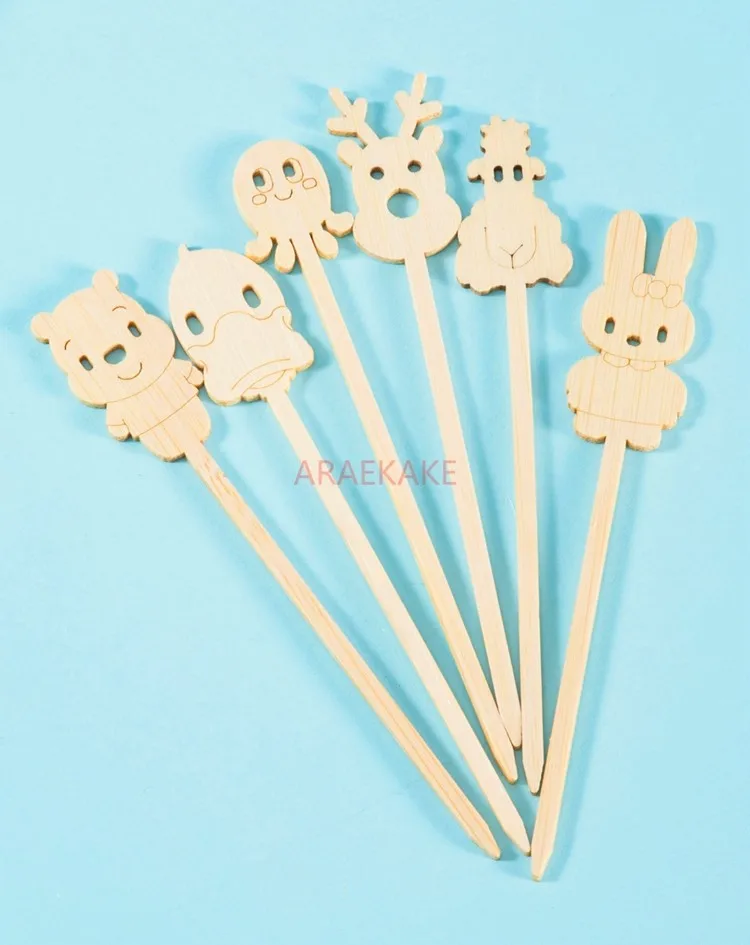 Mini Bingtanghulu string label children cartoon cute bamboo stick making material creative fruit fork special label