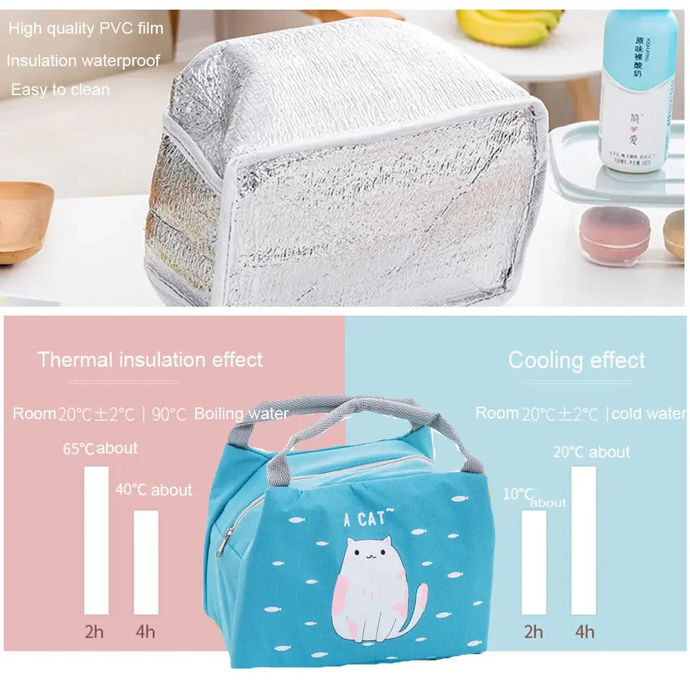 New Lunch Bag Cute Animal Pattern Portable Animal Thermal Insulated Cooler Waterproof Picnic Lunch Box Bag Lunch Bags for Women