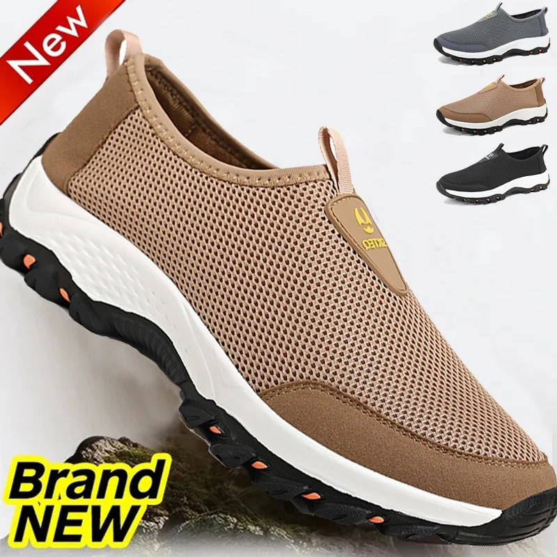 

YRZL Climbing Shoes Men Summer Outdoor Lightweight Casual Hiking Shoes Air Mesh Comfortable Breathable Slip-on Sneakers for Men