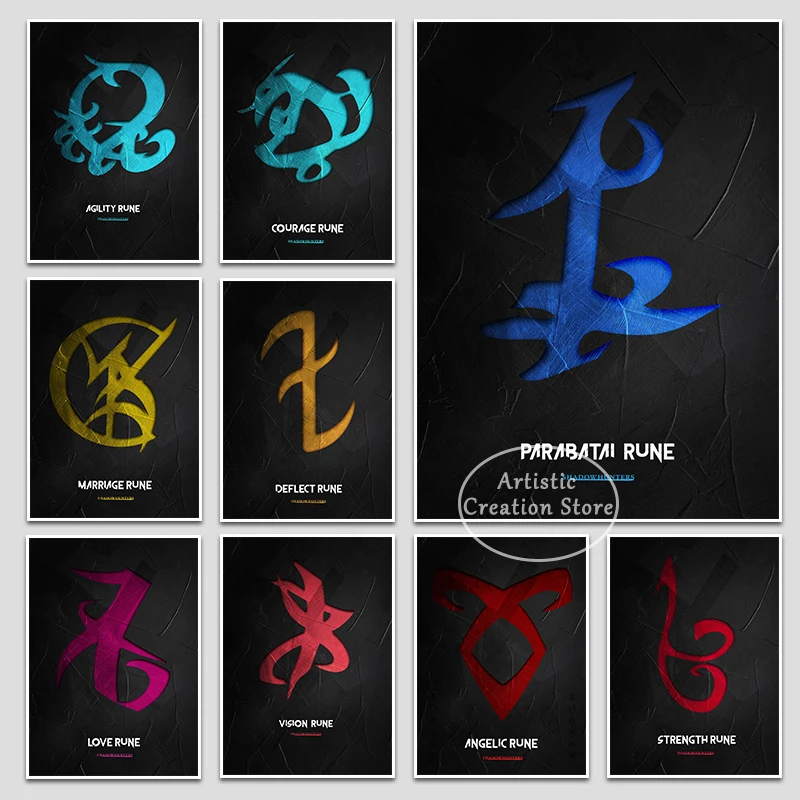 Shadowhunters Runes Posters Prints Canvas Painting Abstract Sign Wall Art Pictures for Modern Living Room Minimalist Home Decor