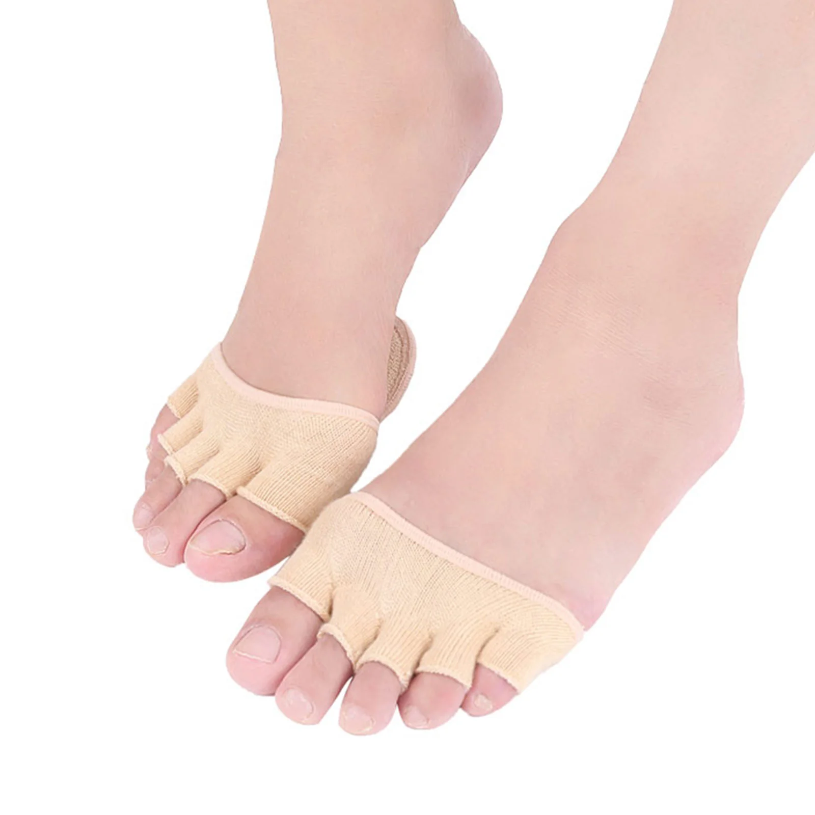 1 Pair Women's No Show Five Toe Heelless Forefoot Half Boat Socks (Apricot) anti-slip socks women socks