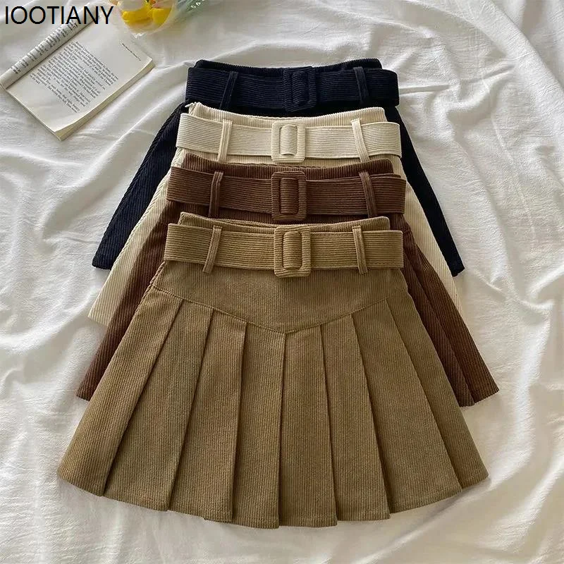 

Waistband Corduroy Pleated Skirt Women's Sexy High-waisted Mini Skirt Fashionable Girl's Casual Preppy Retro A-line Skirt 2026