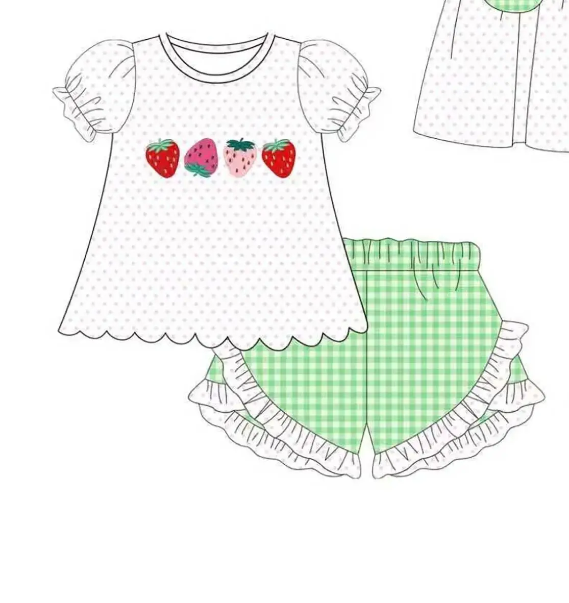 Fashion Summer Girls Strawberry Outfits Wholesale Sisters Clothing Children Dress Toddler Boutique Clothes