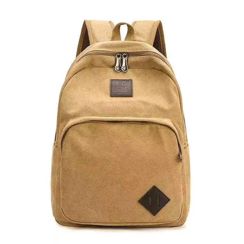 Mochila masculina casual lona bolsa de ombro duplo moda retro mochila computador saco de viagem