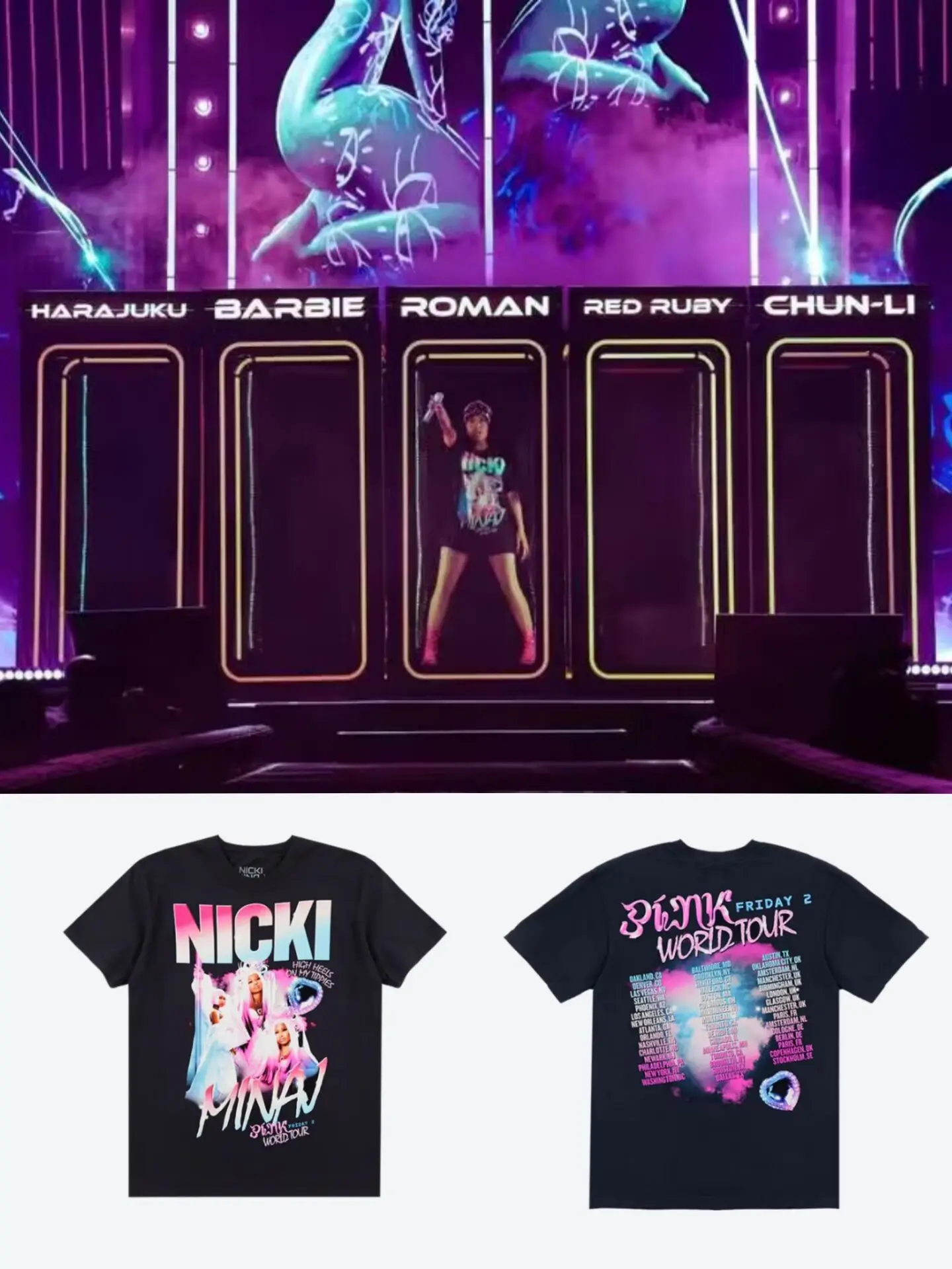 Rapper Nicki Minaj Tour Pink Friday 2024 T-Shirts Women\'s Hip Hop vintage Oversized short sleeve t-shirts Unisex popular Tops