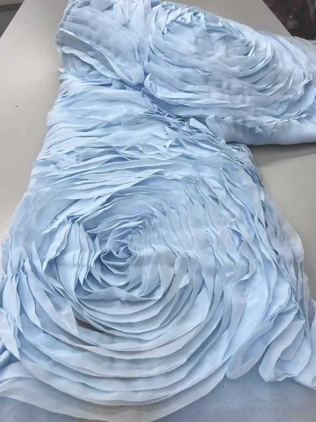 

3D Flowers In blue French Lace Fabric 2025 High Quality Lace Net African Lace Fabric Nigerian Lace Fabrics For Wedding