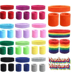 Fashionable Sports Headband and Wrist Towel Set Women's Sweatband Cotton Basketball Wristbands Wristband for Men Bike Gym Tennis