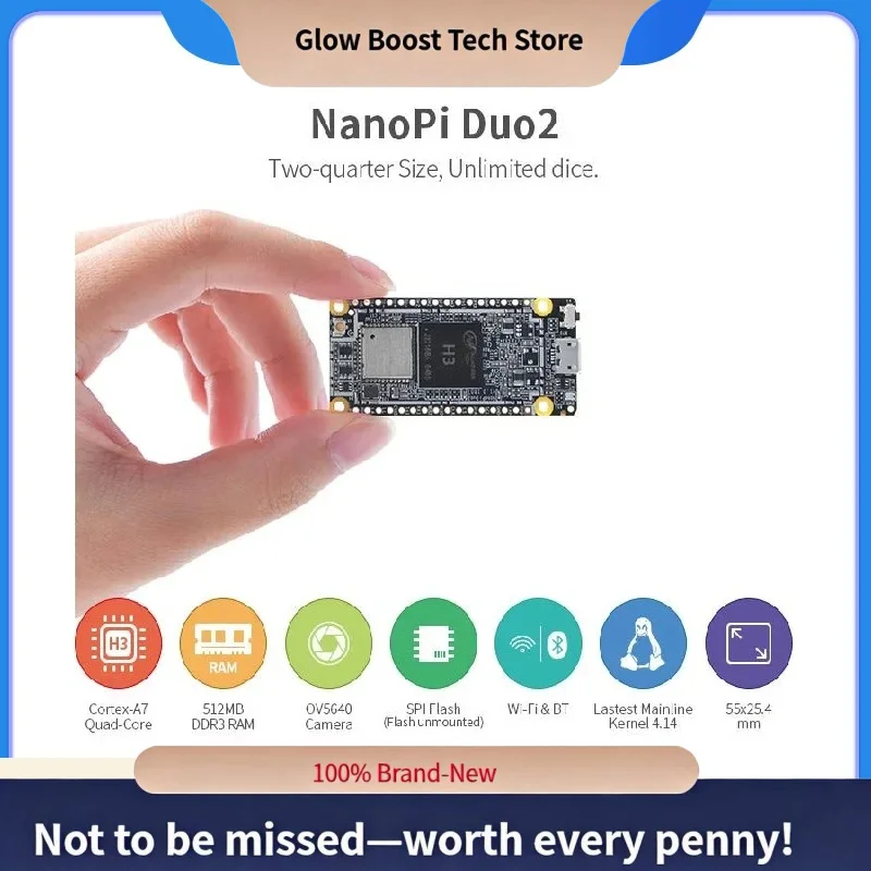 

Основная плата Glow Open+Pi Nanopi Duo2 V1.1 (512 МБ) Allwinner H3 Quad-A7, 1,2 ГГц, Wi-Fi и OTG, OpenWRT