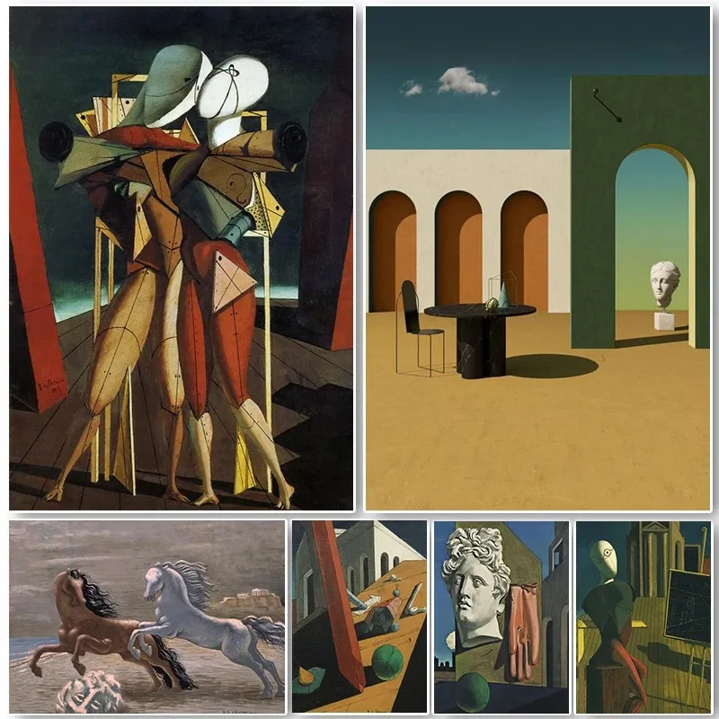 Highly Symbolic Illusion Giorgio De Chirico Art Abstract Canvas Painting Poster and Print Wall Art for Living Room Decoration