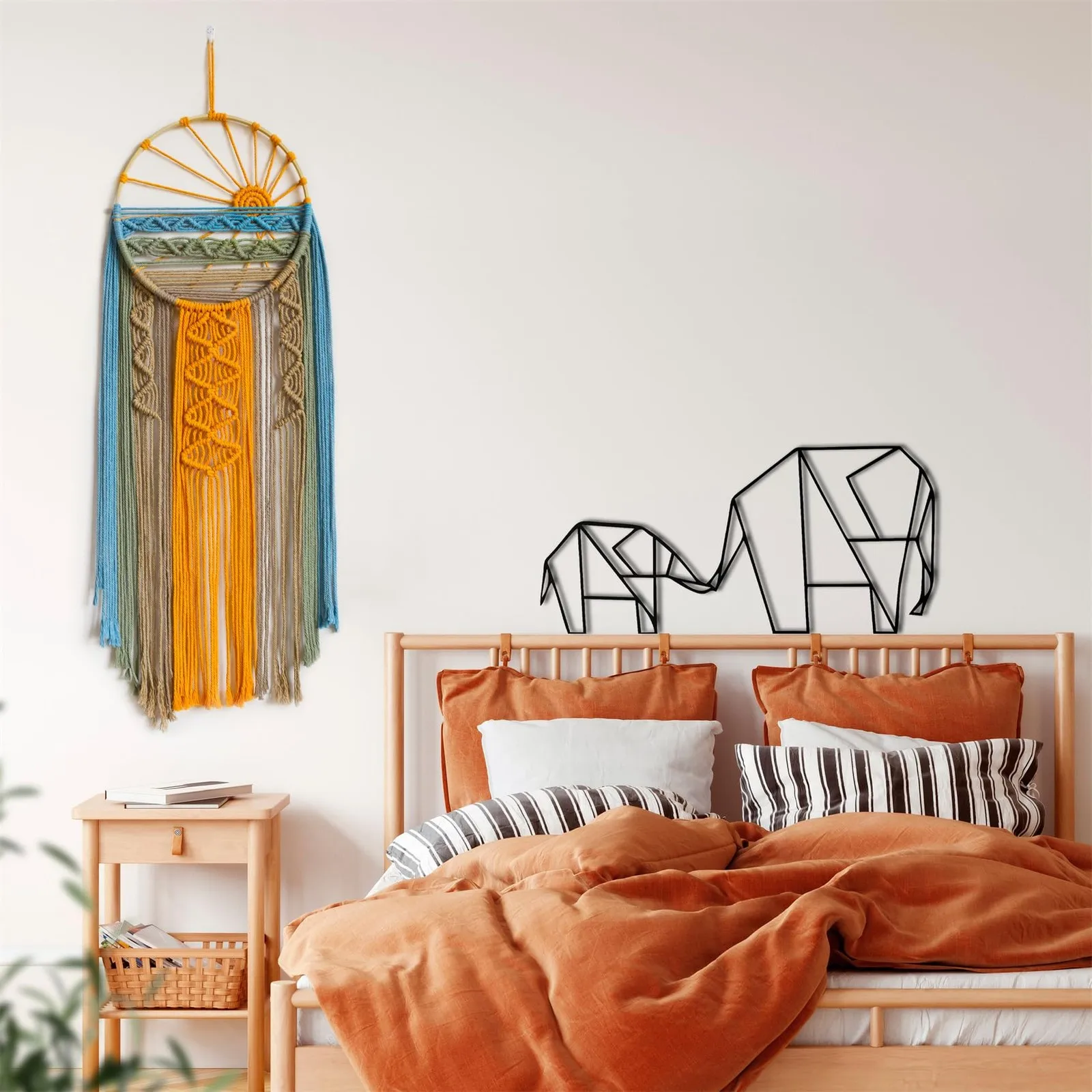 Macrame Wall Hanging Boho Sunset Dream Catcher Wall Decor Hand Woven Cotton Rope Tapestry Bohemian Home Wall Art For