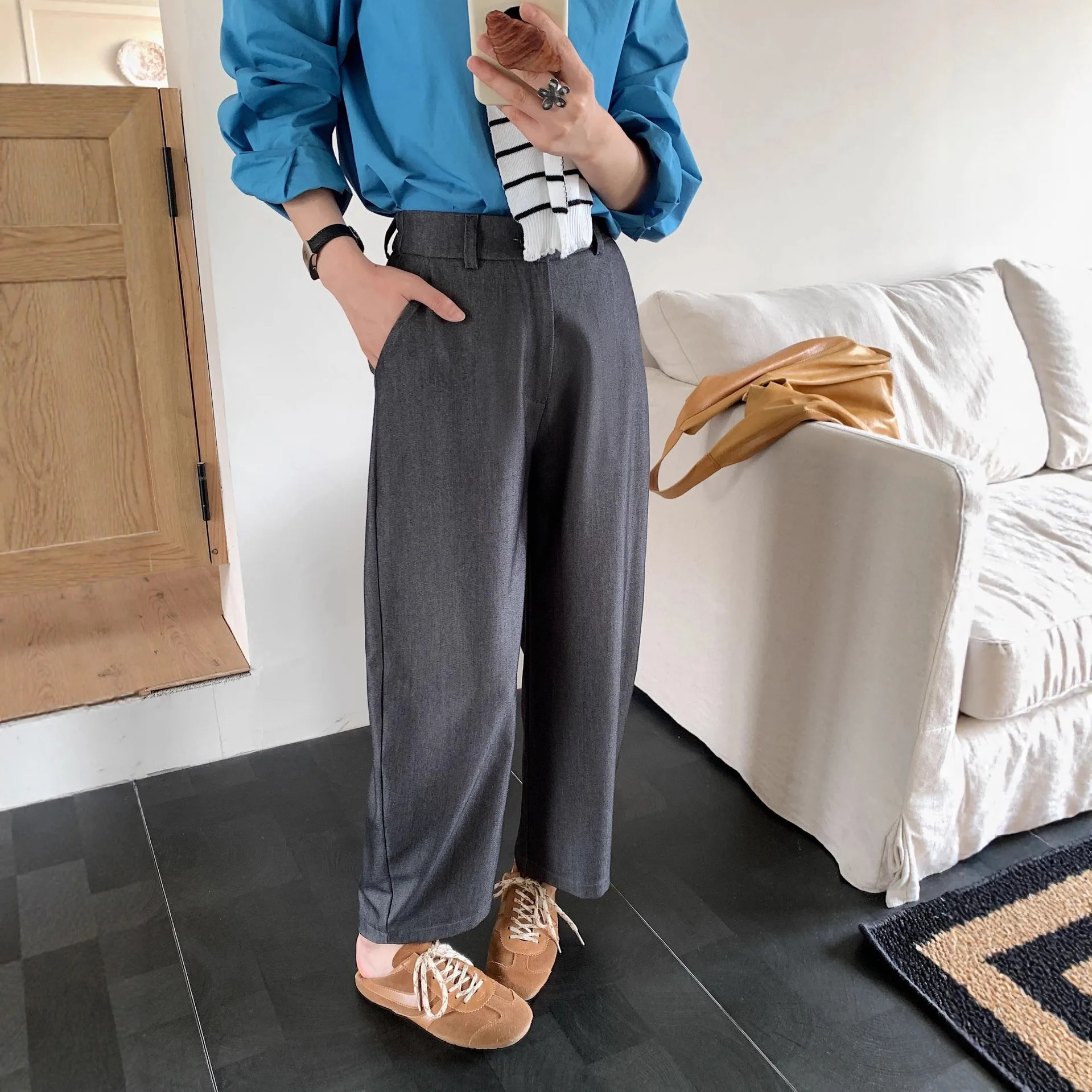 

2025 Fall/Winter New Product Design Pleated Scimitar Trousers, Women's Trendy Drape Slacks, Wide-leg Floor-length Pants