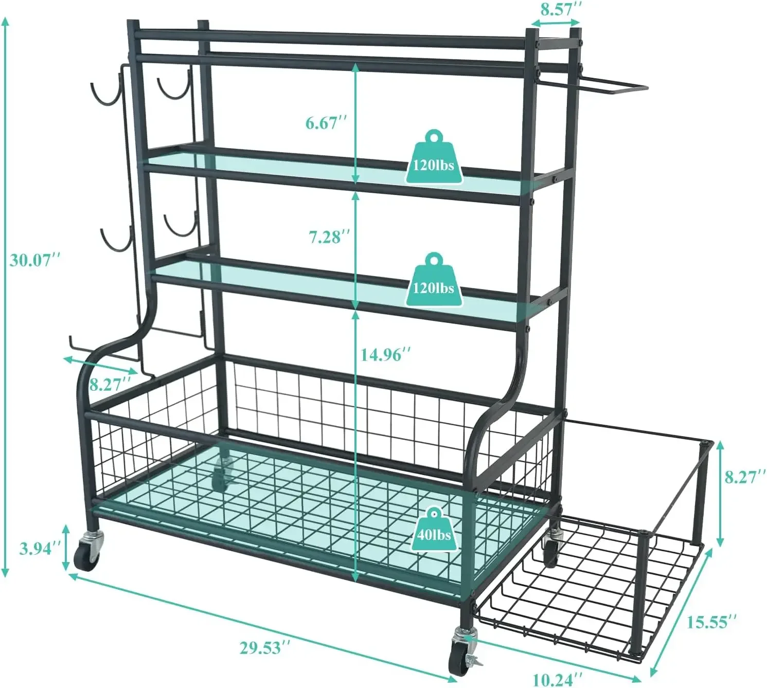 Dumbb Weight Rack for Kettlebells, Storage Holder for Yoga and Workout Equipment, Home Gym Storage Rack with Wheels and