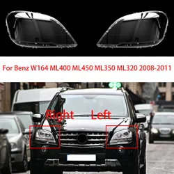 For Benz W164 ML400 ML450 ML350 ML320 2008-2011 Headlights Transparent Cover Lampshdade Headlamp Shell Lens Glass