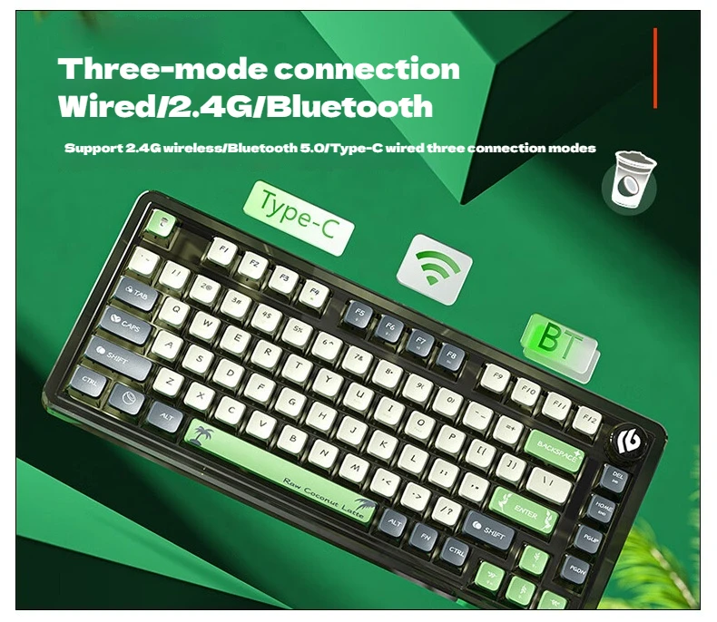 Leobog K81 Tastiera da gioco meccanica wireless Connessione tripla modalità wireless e cablata Struttura della guarnizione del layout al 75% Spina calda Rgb