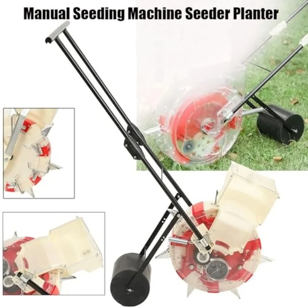 Manual Seeder 7 Nozzles Hand Push Garden Seeder Roller Seed Spreader Hand Push Corn Planter Peanut Corn Bean Planter