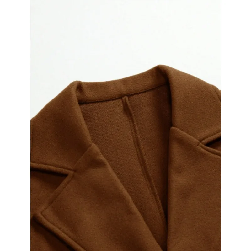 KIDWHXR Herren-Mantel, Herbst-Winter, doppelreihige Jacke aus Wollmischgewebe, Herren, lange Ärmel, mit Taschen, mittellange Länge, lässige Herren-Oberbekleidung. – Detail 23