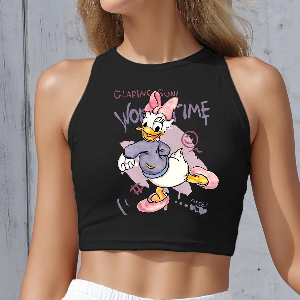 

Summer Kawaii Disney Mouse T Shirt Women Tank Tops Cartoon Mickey Minnie Hearts Graphic Print Tees Anime Crop Tops Female