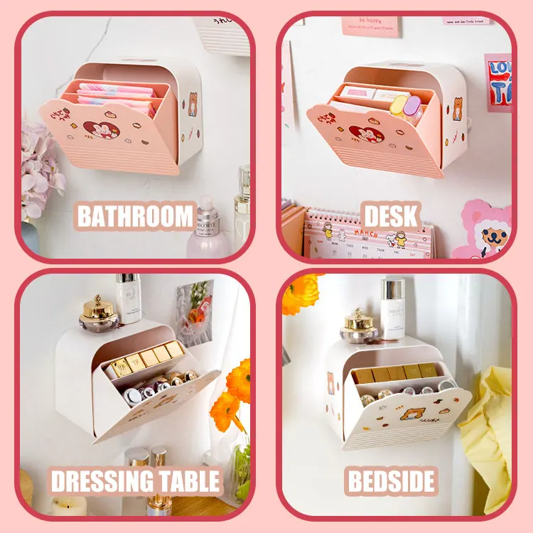 Toilet Organizer Adhesive Large Storage Box Sanitary Napkin Organizer for Cosmetics Decorative Box Bathroom Accessories