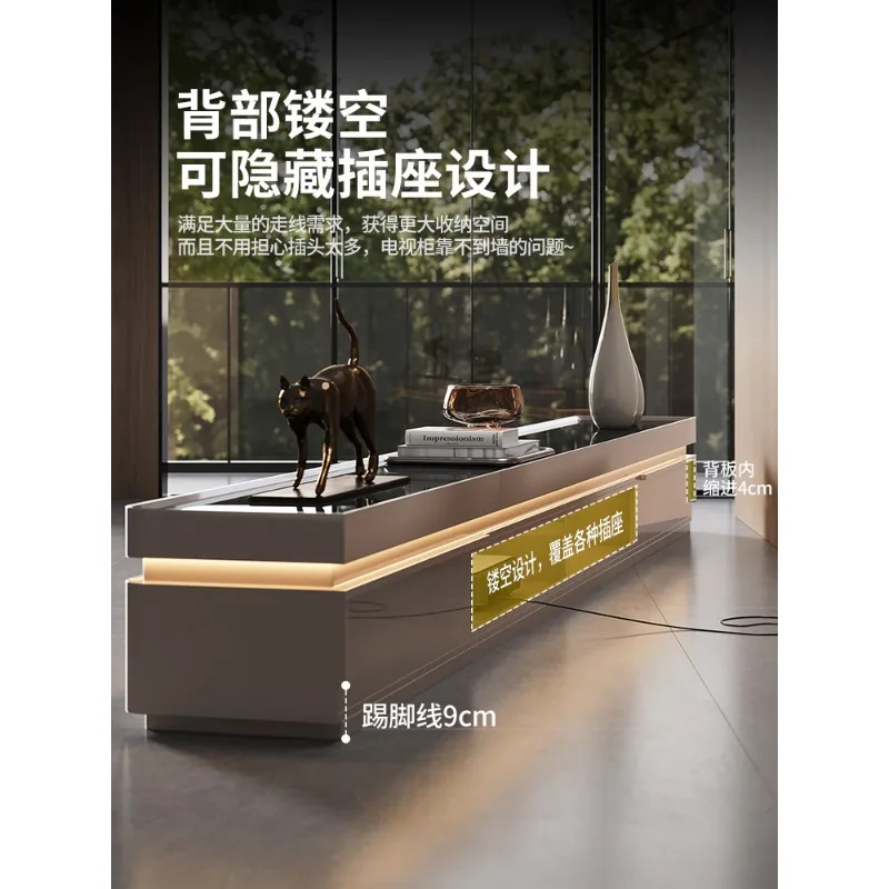 TV-Schrank vom Boden bis zur Decke, Wohnzimmer, Haushalt, mit Lampe, modern, schlicht, leicht, luxuriös, hochwertiger TV-Schrank aus Massivholz