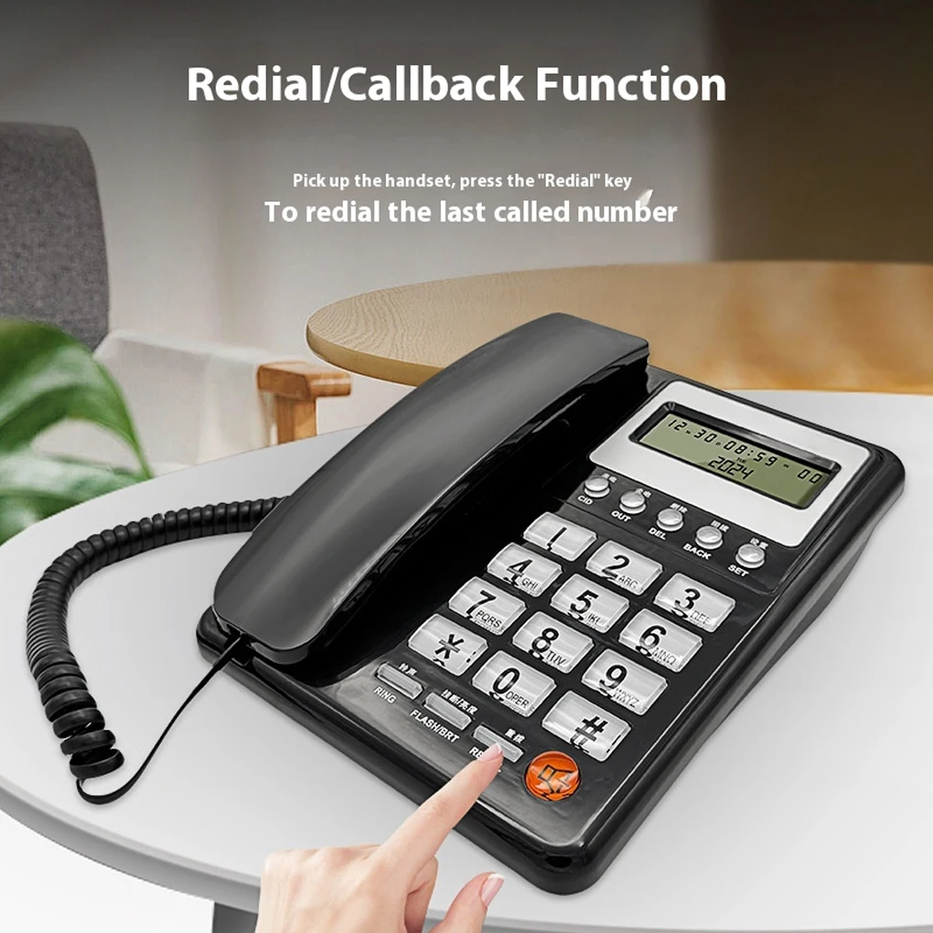 Telephones Landline Caller ID For Efficient Communication ABS Corded Landline Phone View Time And Date Corded Landline Phone