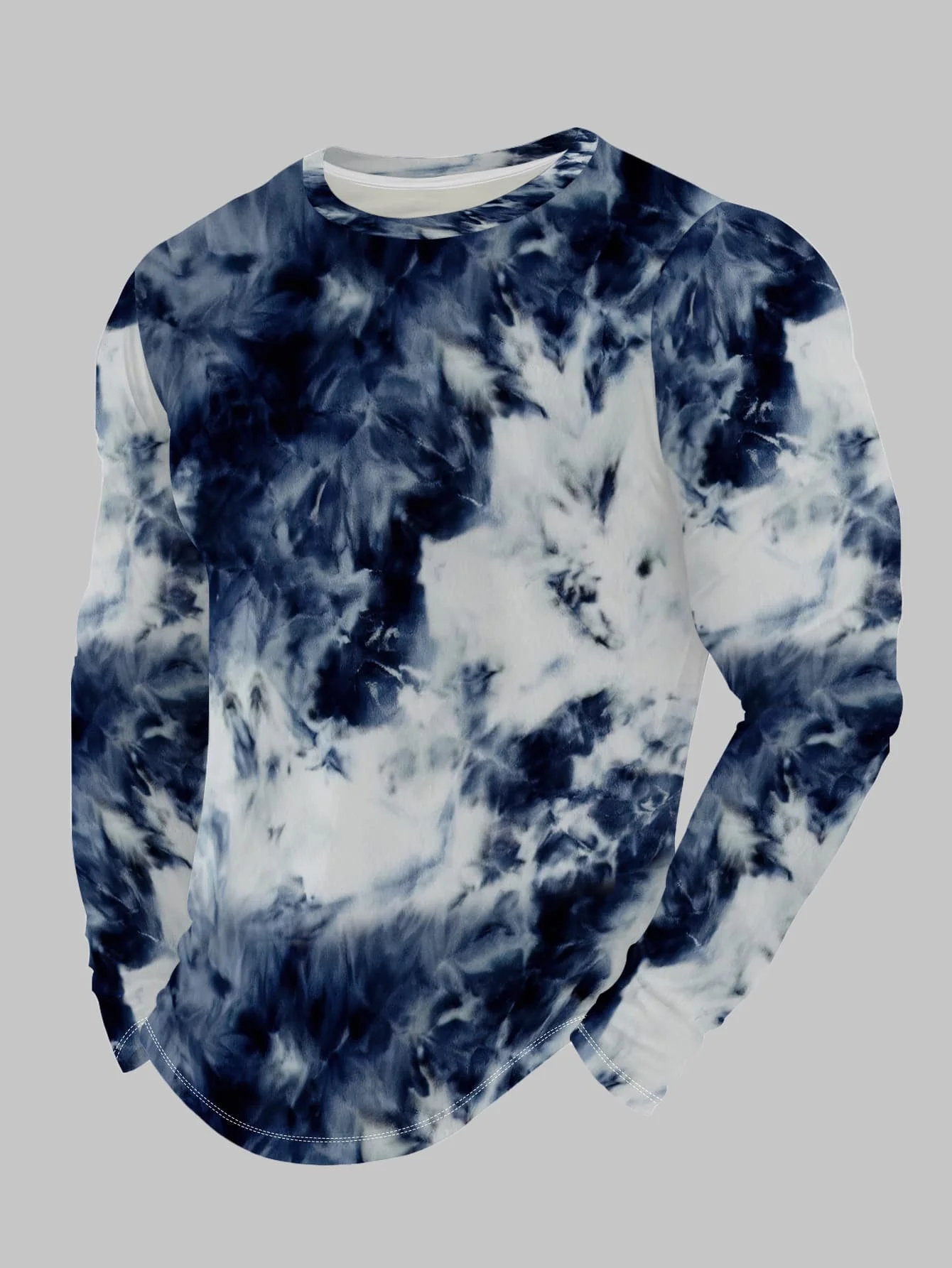 Men's printed casual long-sleeve shirt, street-style trendy fashion T-shirt, breathable, versatile for outdoor wear, loose fit.