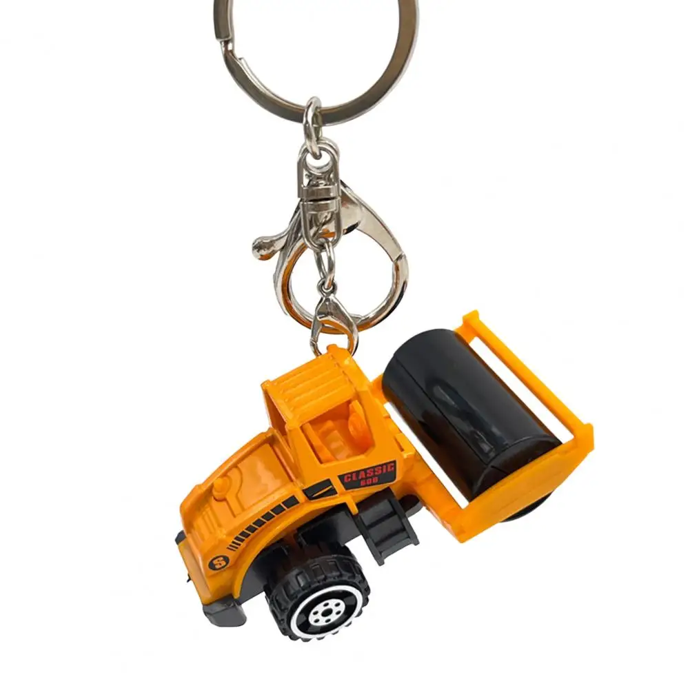 Fashion Car Key Ring Three-dimensional Mini Truck Keychain 1:64 Scale Engineering Car Model Toy Excavator Key Ring  Ornament