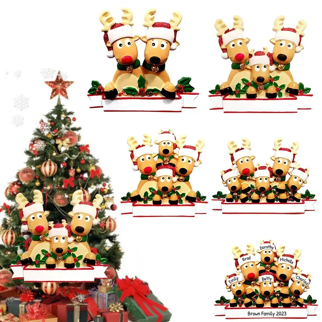 Elk Reindeer Family Christmas Decorations 2023 Xmas Tree Ornaments Fro Home Merry Party Diner Table Novelty Decor Supplies Pvc