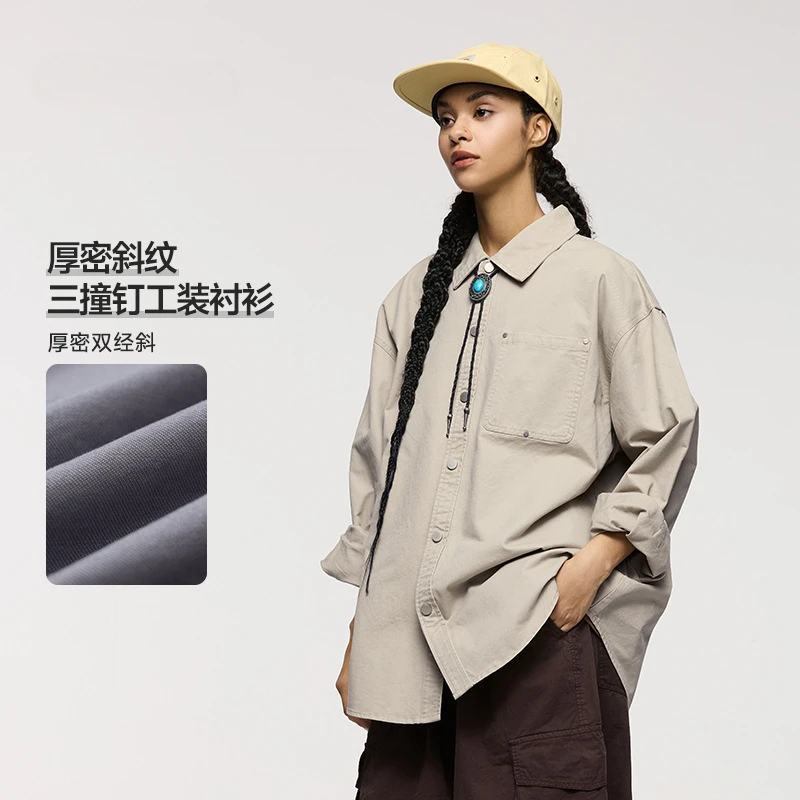 

Men's Double Warp Diagonal Workwear Shirt 2024 Spring/summer Trendy Brand New Japanese Retro Shirt Jacket Both Men and Women