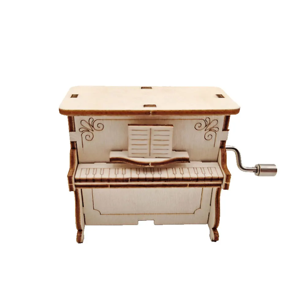 Caja de música hecha a mano con forma de Piano ensamblada, regalo creativo educativo para niños y niñas, regalo de cumpleaños y vacaciones