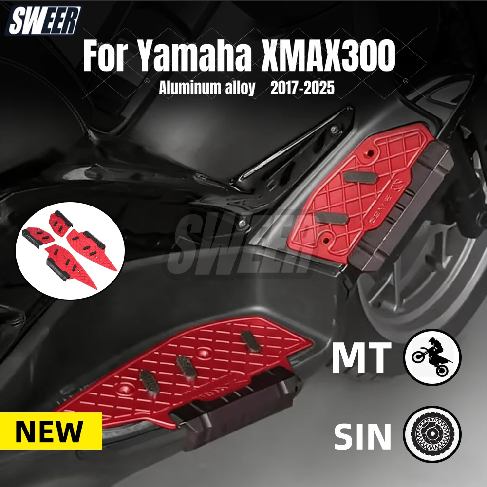 

Motorcycle Footpads Fit for Yamaha XMAX300 2017-2025 Front and rearPegs Plate Aluminum Alloy Pedal Modified Skid proof Footrest