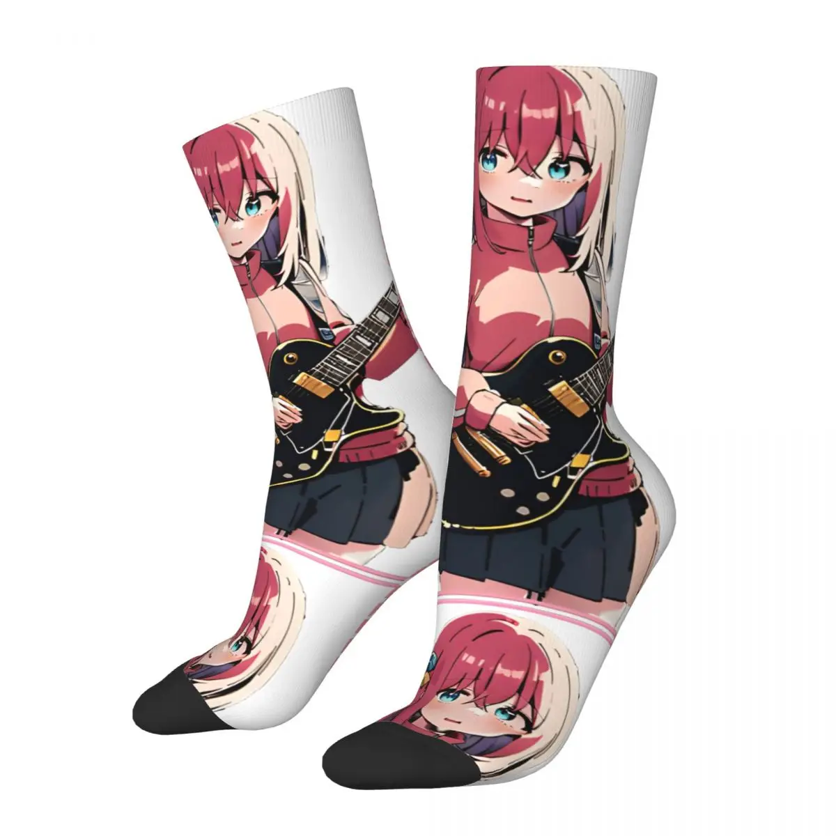 Vintage Hitori GotoMen's compression Socks Unisex Bocchi Street Style Pattern Printed Novelty Crew Sock