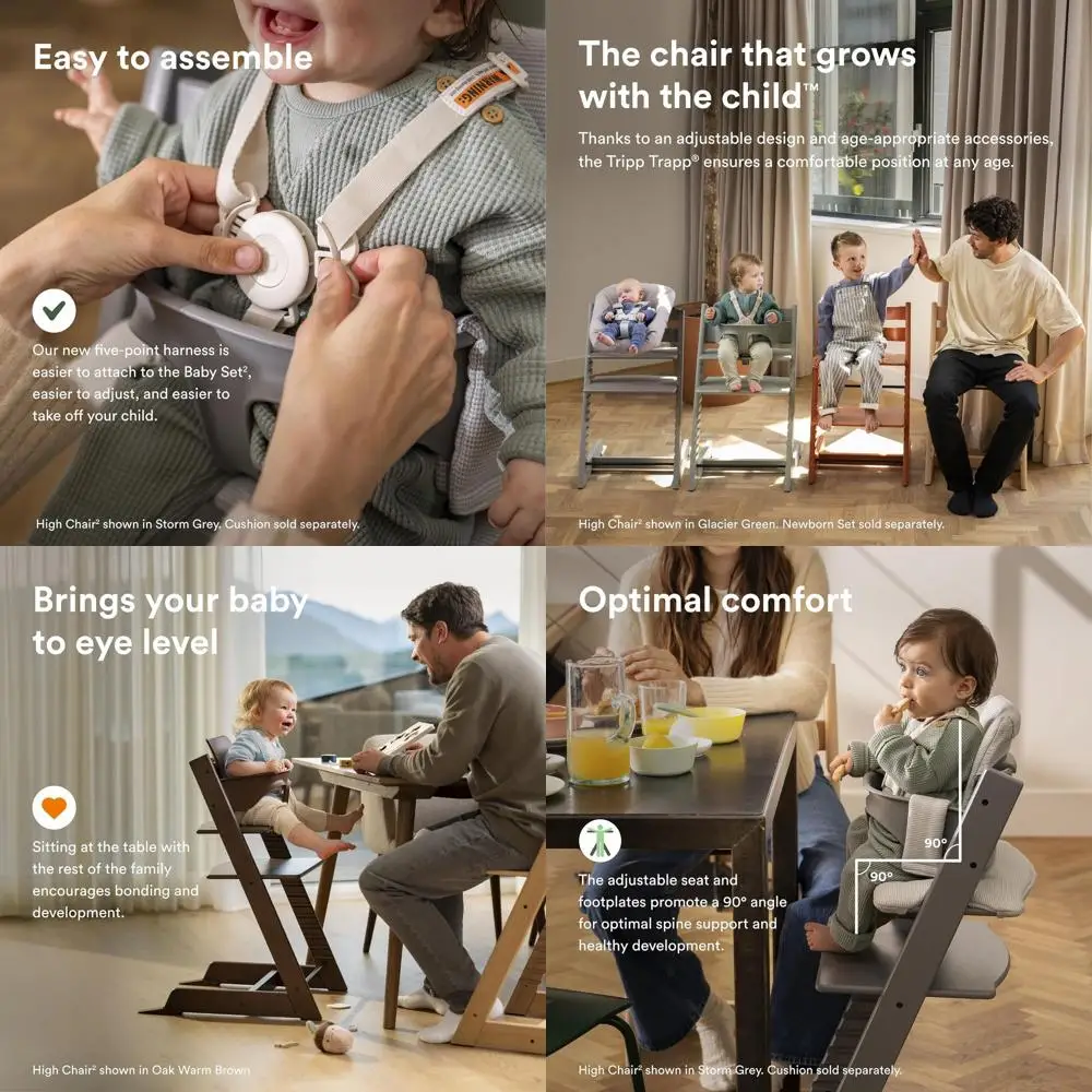 

Adjustable Ergonomic High Chair for Babies 6-36 Months, Natural, with Removable Cushion & Baby Set