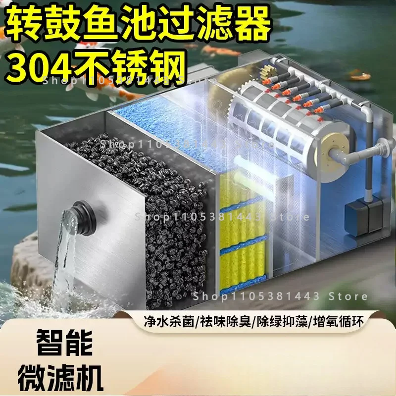 Tank Circulation System Rotary Drum Filter for Aquaponics/Pond - Automatic Fish Waste Separator & Water Cleaner