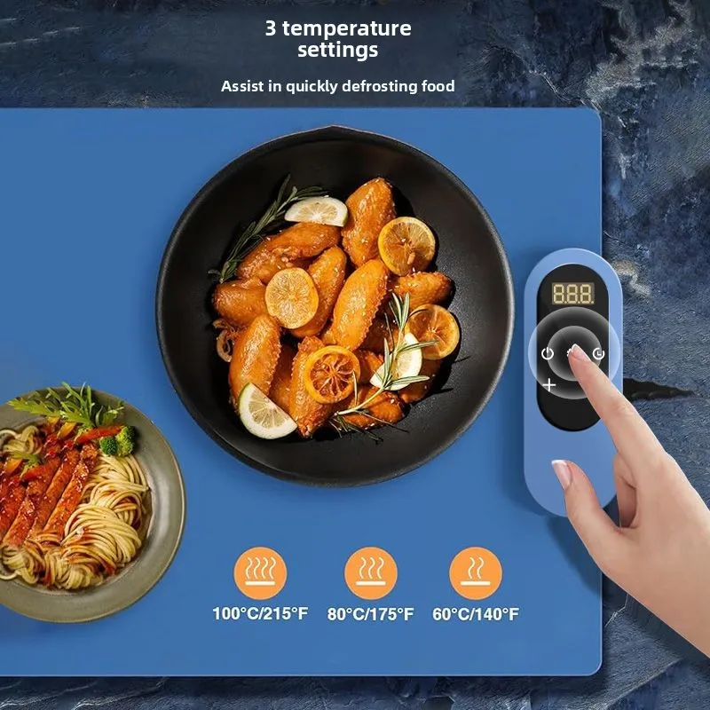 Flexible rollable heating and heat preservation warming plate, multi-functional household constant temperature food placemat