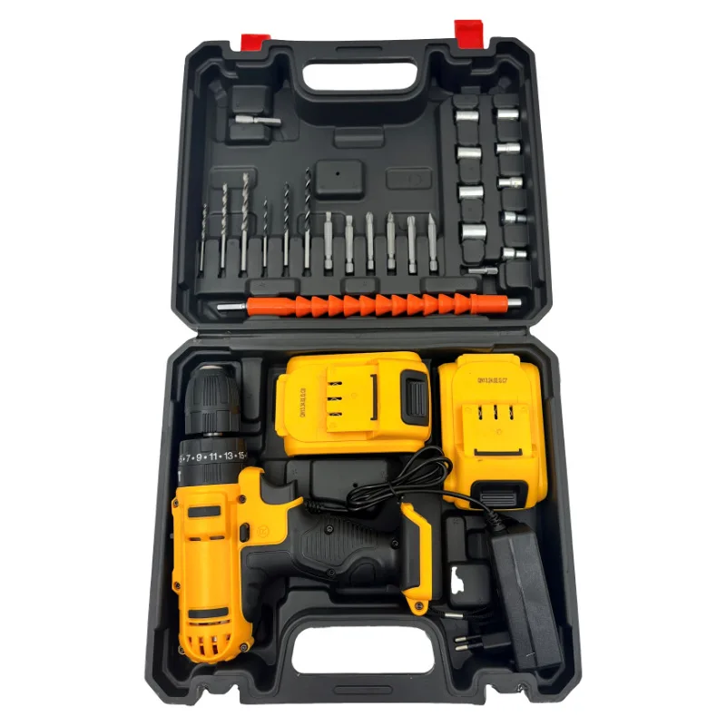 Factory direct sales DW 10mm lithium battery drill 24-piece tool kit two-speed impact drill multi-function power tool