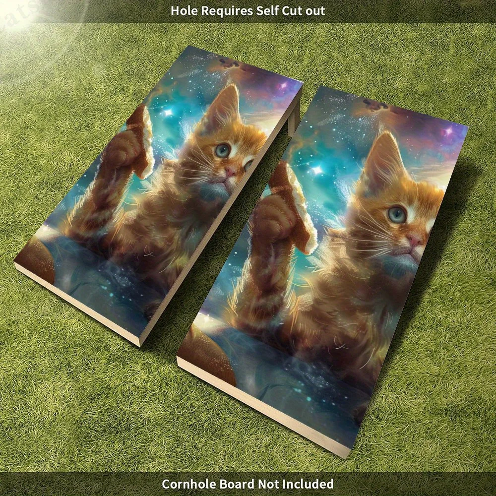 ملصق مغامرة القط الكوني، ملصق رمل فينيل مسطح ثنائي الأبعاد - صديق للميزانية وقيمة عالية، خالي من الفقاعات وسهل اللصق، وات #4