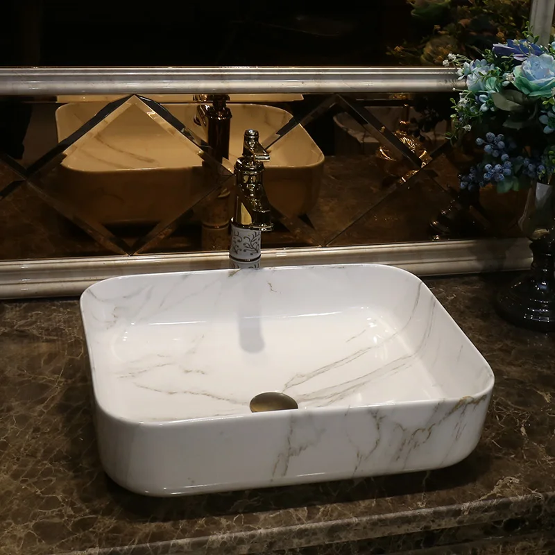 

Counter Basin Round Art Marble Bathroom Washbasin Ceramic Washbasin