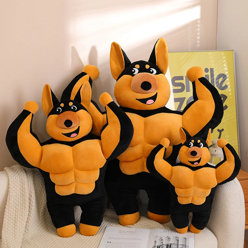 Criativo Cartoon Muscle Bee Dog Brinquedos de pelúcia, Animal de pelúcia macio, Plushies engraçados do filhote de cachorro, Baby Appease Doll, travesseiro para crianças, presente das meninas