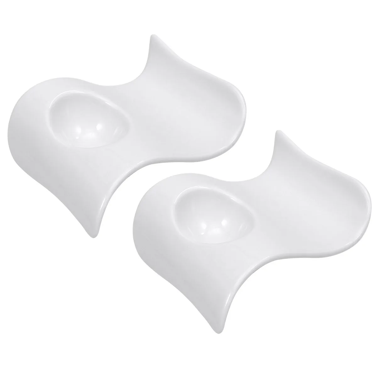 2Pcs Ceramic Egg Holder Wave Style Shape Exquisite Workmanship Suitable Hotel Home Kitchen