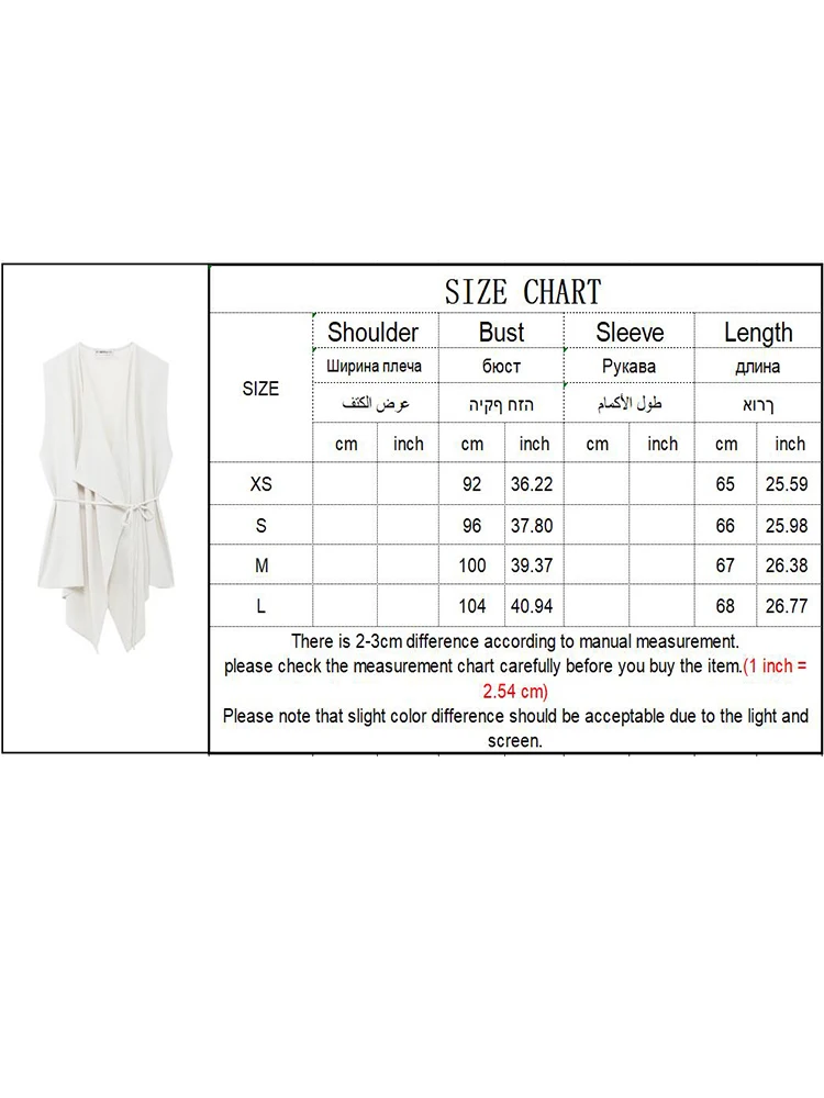 TRAF 2024 Summer Women Solid Thin Blouses With Belt Fashion Female Causal Sleeveless V-neck Tops Chic Loose Vintage Vest Outwear